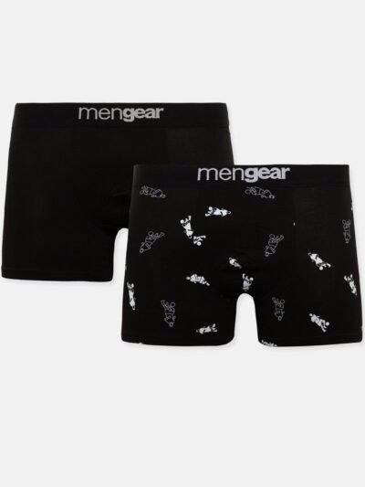 Boxer Μινέρβα Mengear 2 τεμ.  Μαύρο/Μαύρο Εμπριμέ