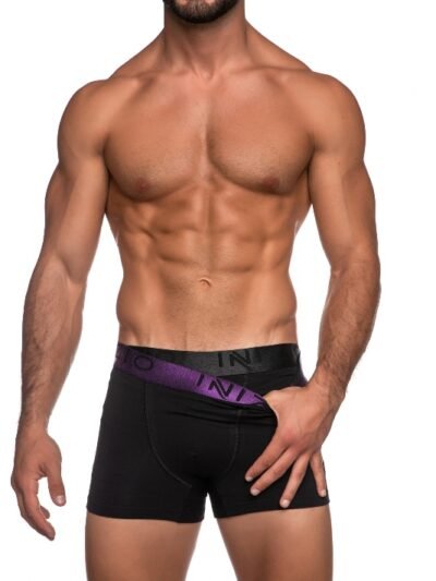 Ανδρικά Boxer Inizio 2 τεμ. Mαύρο/Mαύρο(Μωβ)