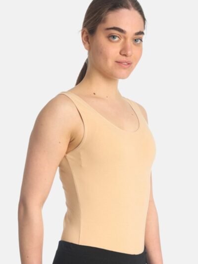 Alternative view of Κορμάκι Βαμβακολύκρα Με Φαρδιά Τιράντα Paco  Μπεζ