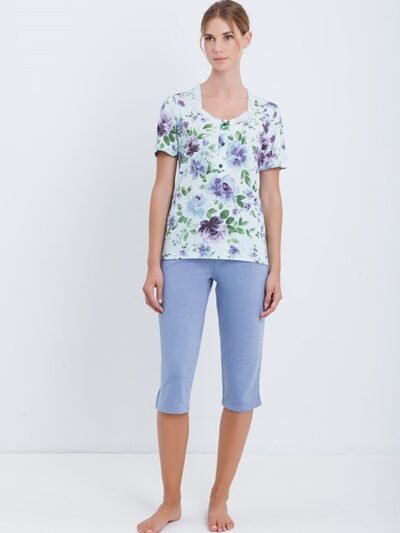 Πυζάμα Βαμβακερή Giota Βεραμάν floral/Λιλά