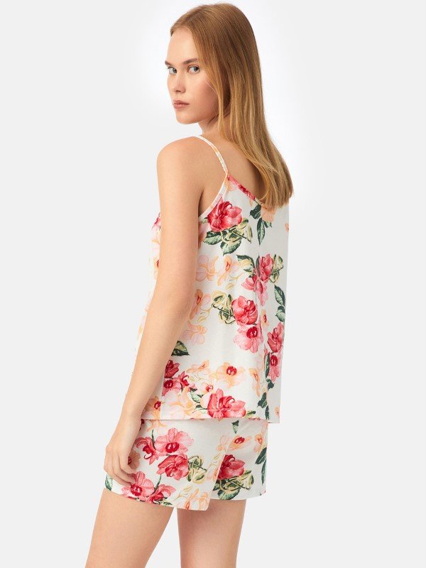 Πυζάμα Βαμβακερή Μινέρβα Εκρού floral - Image 3