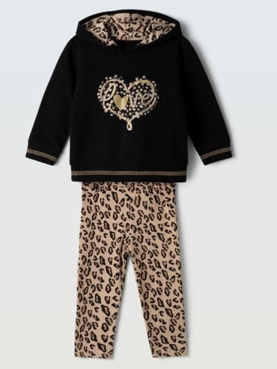 Σετ Φόρμα Κορίτσι Εβίτα 1-6 ετών Μαύρο/Μπεζ animal print