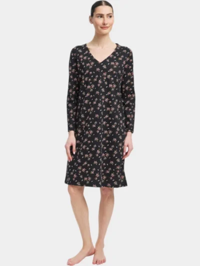 Νυχτικό Βαμβακερό Μινέρβα Bloom BLACK FLORAL A/O