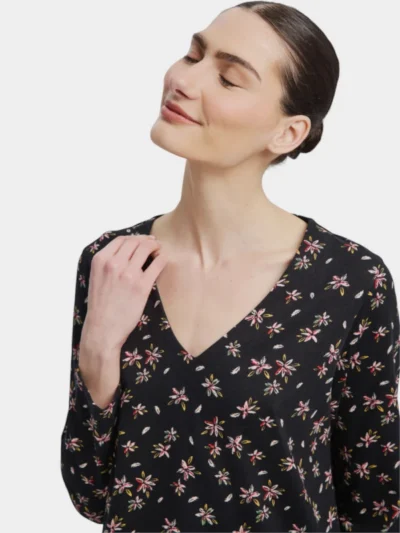 Alternative view of Νυχτικό Βαμβακερό Μινέρβα Bloom BLACK FLORAL A/O