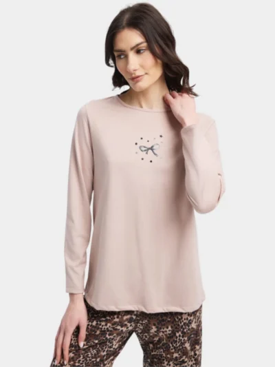Alternative view of Πυζάμα Modal Μινέρβα  BEIGE-BROWN LEOPARD